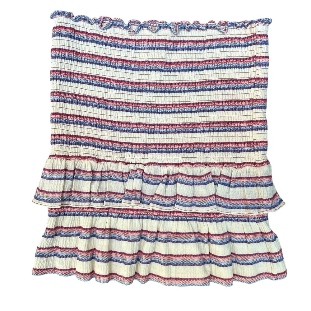 NWT‎ Parker Sonoma Womens Striped Smocked Ruffled Skirt Cabana Coquette Size XL